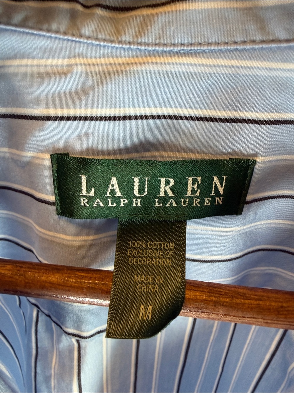Lauren Ralph Lauren Blue Striped 100% Cotton Pajama Set | Size M - Picture 2 of 13